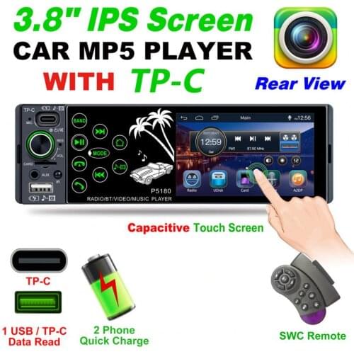 50% Hot Sales P5180 3.8inch Car MP5 Player Touch Screen Dual USB IPS TP-C Remote Control Display Player for Vehicles