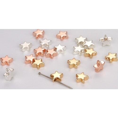 8mm Rose Gold Silver Star Pendant Copper 2mm hole Pendant Charms DIY Accessories For Handmade Bracelets Necklace
