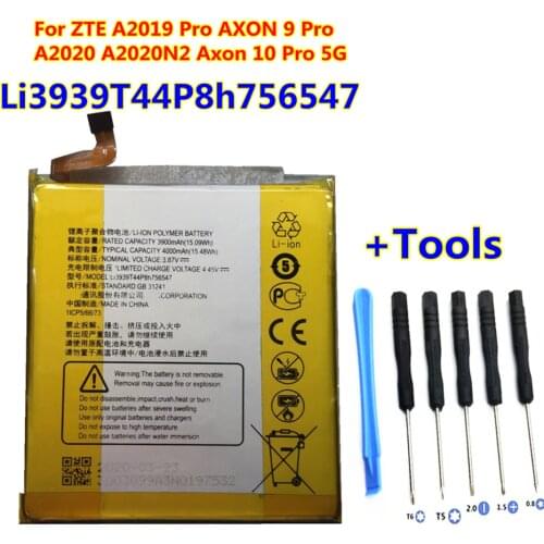 High Quality 4000mAh Li3939T44P8h756547 Battery For ZTE A2019 Pro AXON 9 Pro A2020 A2020N2 Axon 10 Pro 5G Mobile Phone