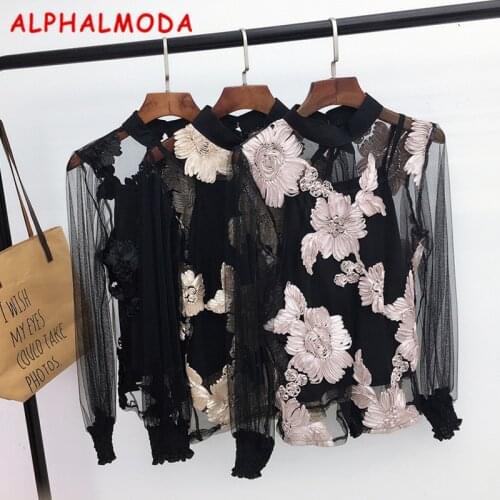 ALPHALMODA Openwork Blouses