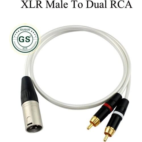 GUSUO XLR Male Female Jack Plug to Dual RCA Male Pro Music Speakers Amplifier Mixer Audio Cable 0.5M-30M
