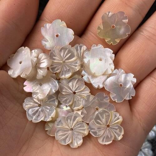 Natural Shell Beads Carved-flowered Mother Of Pearl Loose Shell For Jewelry Making Bracelet Earring Handiwork Sewing Accessory