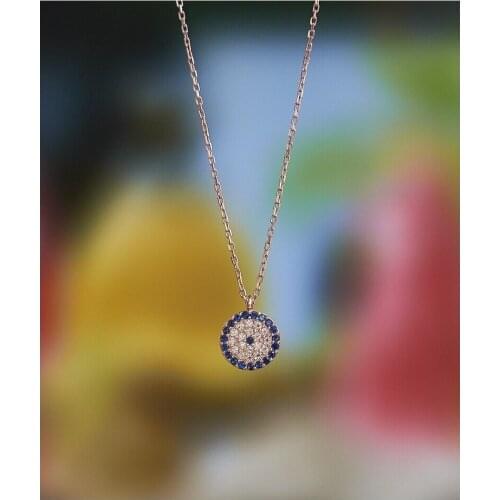 925 Sterling Silver Evil Eye Round Pendant Elegant Fashion Chain Zirconia Daily Dainty Necklace Gift For Women Jewelry Bijoux