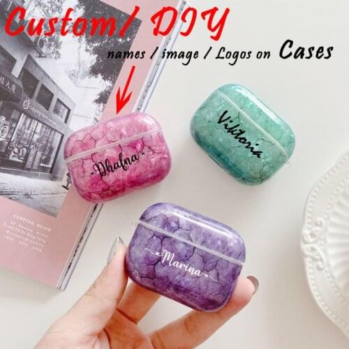 Custom Name text initials picture Logo for AirPod Pro case Mable with Keychain Personalized design Pruple case for AirPods Pro