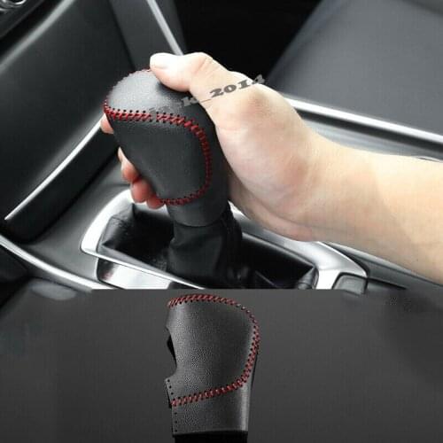 Black Red leather Gear Shift Knob Cover Trim 1pcs For Honda Accord 10th 2018-2019