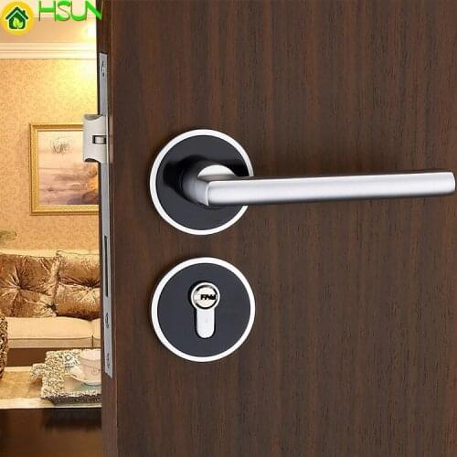 Black Space Aluminum Solid Lock Indoor Bedroom Lock Split type Bearing Mechanics Hold Hand Lock Hardware Lock