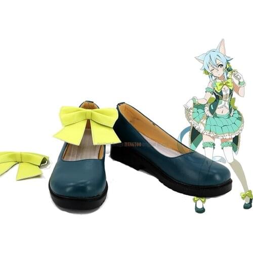 Sinon Flat Shoes Cosplay Sword Art Online:Fatal Bullet Asada Shino Cosplay Shoes Green Boots Custom Made