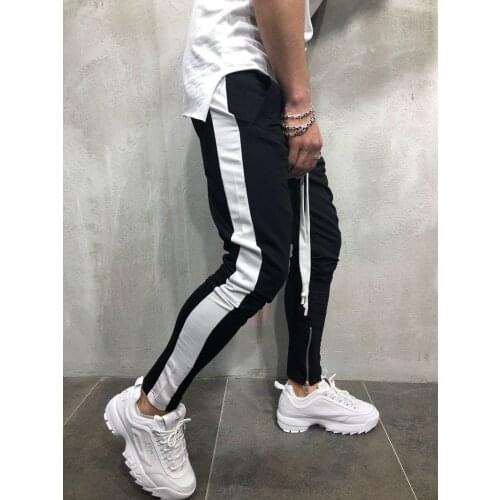 Jogger fashion stitching casual pants 2019 new mens denim cotton feet sweatpants Men training comfortable fabric sportswear