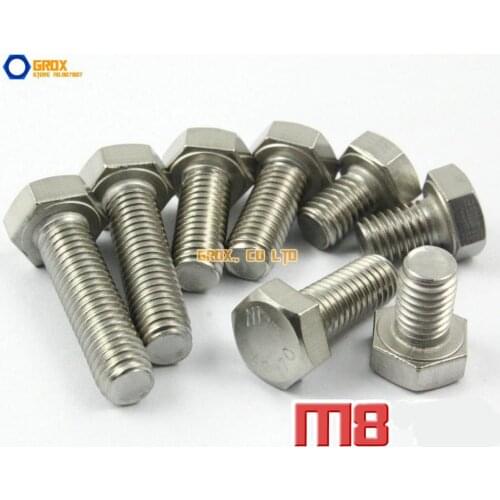 M8 304 Stainless Steel Hexagon Head Set Screw Fully Threaded Bolt