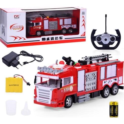 RC Water Spray Fire Truck Music Light Remote Control Car Kids Toy Boy Gift