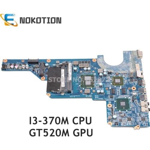 NOKOTION Laptop Motherboard For HP Pavilion G4 G6 G7 I3-370M CPU GT520M GPU 655985-001 DAR18DMB6D1 Mainboard