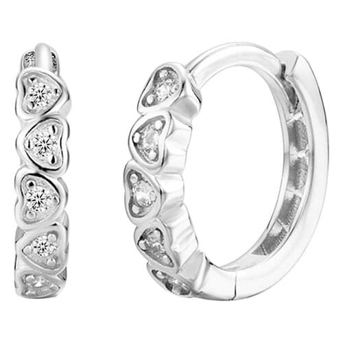 Cute Love Heart Hoop Earrings For Women Cubic Zirconia Romantic Rose Gold Tiny Huggies Trendy Earring Round Accessories Gifts