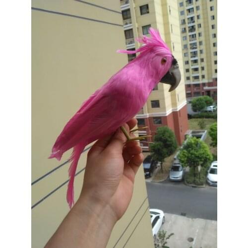 Cute simulation pink parrot toy plastic&furs parrot bird doll gift about 30cm 1273
