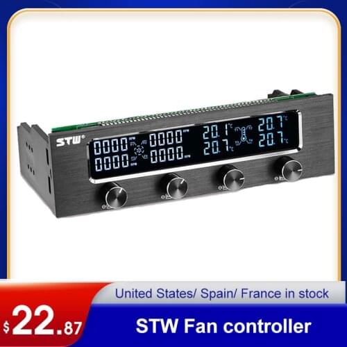 Sunshine-tipway STW Multi-Function PC CPU 4 Channel Fan Controller Speed Control Adjuster LCD Cooling Front Panel