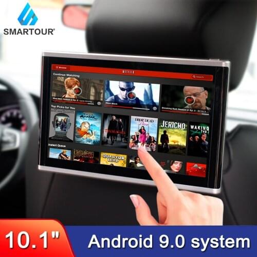 Smartour 10.1 inch Android Car Headrest Monitor Video 9.0 System IPS Touch Screen USB/SD/FM MP5 Video Player With DC