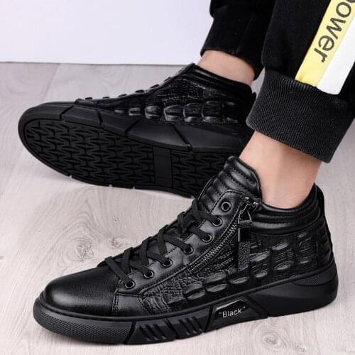 Mens Casual Shoes zips Trend Wild Fashion Mens Shoes outdoor Shoes Men genuine Leather Shoes Men Zapatos De Hombre