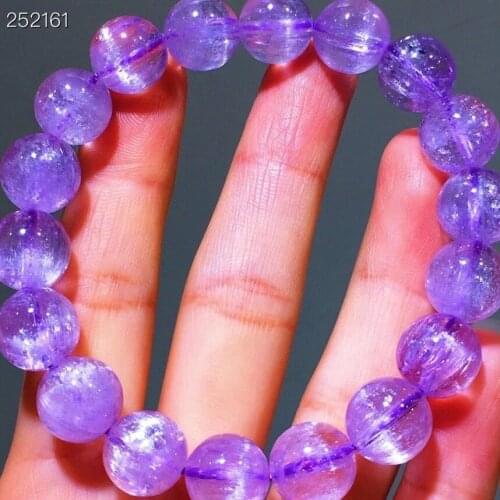 11.3mm Natural Purple Kunzite Cat Eye Clear Round Beads Rarest Bracelet Women Men Bracelet Jewelry Certificate AAAAAA