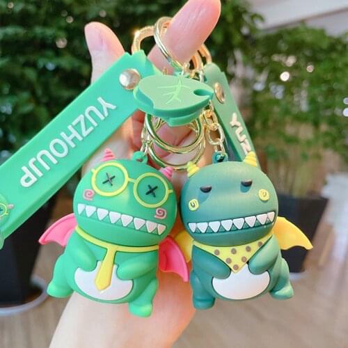 New Creative Fashion Multi-color Dinosaur Keychain Cute Cartoon Doll Couple Backpack Pendant Car Key Chain Decoration Gift