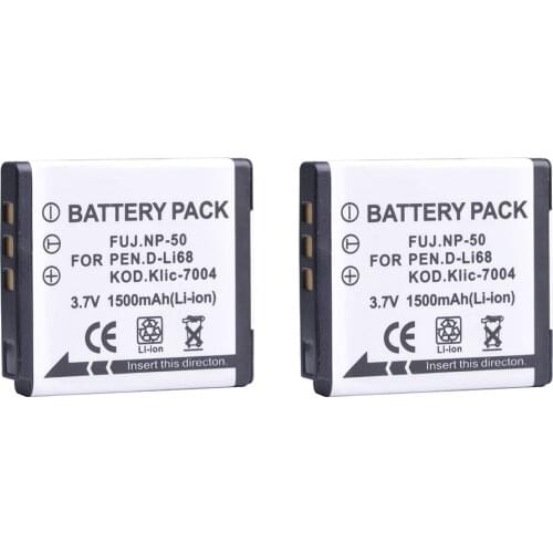 NP-50 1500mAh FNP50 KLIC-7004 D-Li68 Battery for Fujifilm X10 X20 F50 F75 F665 F775 F900 EXR F505 F305 F85 F200 F100 F50FD