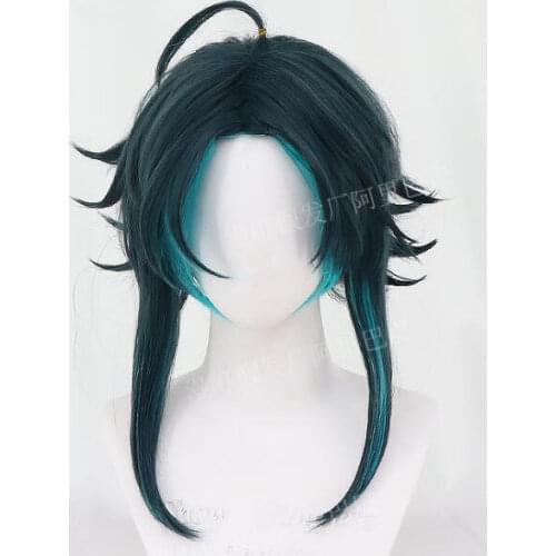 Anime Short Wig Cosplay Game Genshin Impact Xiao Costume Heat Resistant Synthetic Hair Men Carnival Party Wigs