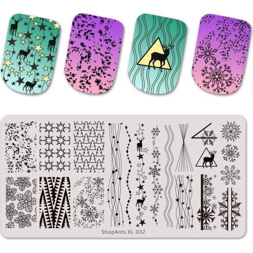 Christmas Festival Nail Stamping Plates Happy New Year Festival Stamping Plate Template Stainless Steel Stencil Tool