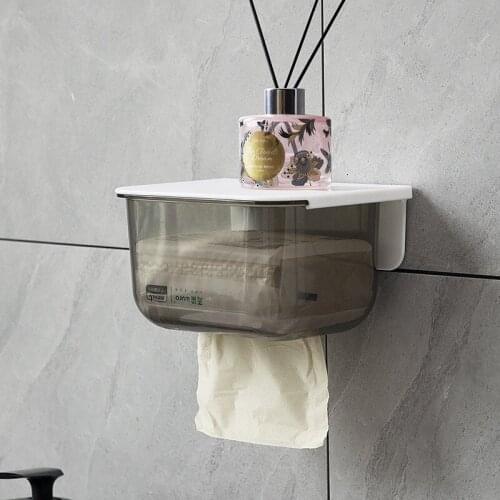 Toilet Tissue Box Toilet Paper Rack Wall-mounted Pumping Tray Hole-free Creative Waterproof Tissue Rack Paper Holder Stand