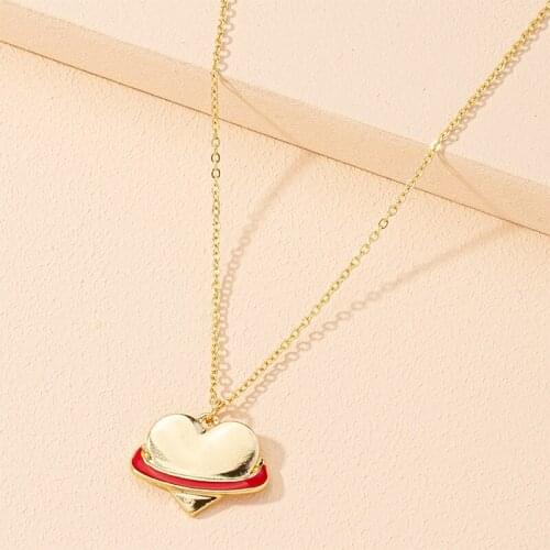 Simple Fashion Heart-shaped Pendant Necklace Charming Gold Color Clavicle Chain Accessories Romantic Party Jewelry Gift
