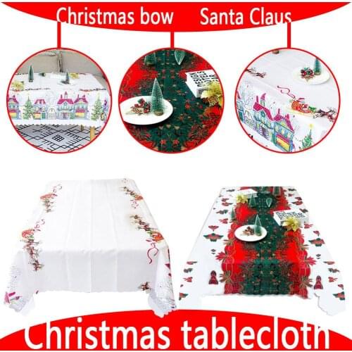 Christmas Tablecloth Rectangular Table Cover Wedding Home Party Decoration Polyester Fabric Xmas Festive Diningt Table Cloth