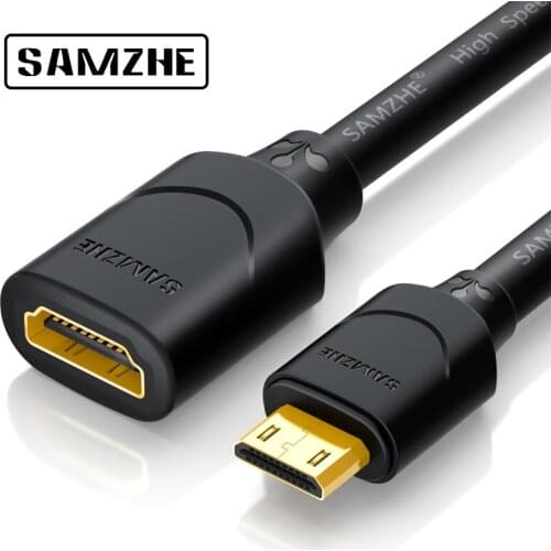 SAMZHE 1080P MiniHDMI to HDMI-compatible Female to Male 0.3m for Computer Extension to Laptop Camera Projector Data transmission