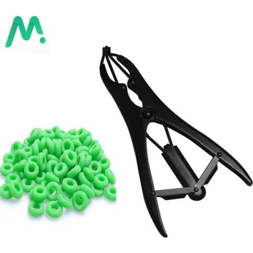 1Pc Tail Castration Pliers Sheep Expansion Forceps Livestock Castration Tool And 100 pcs High Elastic Particulate Rubber Rings