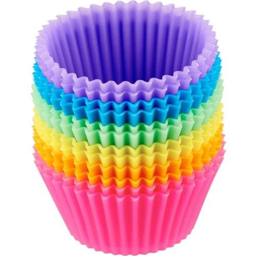 6/12Pcs Silicone Cupcake Mold Bakeware Cupcake Liner Reusable Muffin Baking Nonstick Moulds Kitchen Baking Accessories Random