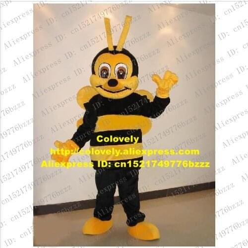 Smart Black Yellow Insect Honeybee Apidae Bee Adult Mascot Costume Mascotte With Big Black Eyes Yellow Wings No.368 Free Ship