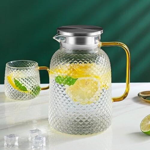 Glass Water Pitcher with Filter Turkish Jug Stainless Steel Cold Water Jug Crystal Cups Kettle for Home Leonodesa with Tap