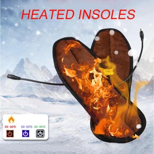 1 Pair USB Heated Shoe Comfortable Soft Lint Electric Heated Shoe Insoles Winter Outdoor Sports Feet Warming Insoles Heated Sock