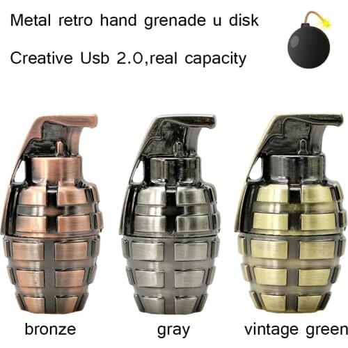 New Mini Metal Retro Hand Grenade USB Flash Drive 64GB Usb 2.0 Pen Drive 16GB Flash Memory Stick U Disk Pen Drive 32GB Pendrive
