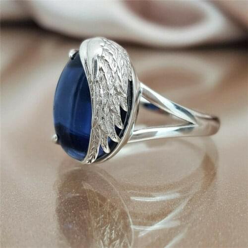 Vintage Alloy Blue Ring Women Men Wedding Engagement Size 5-10 2019 new