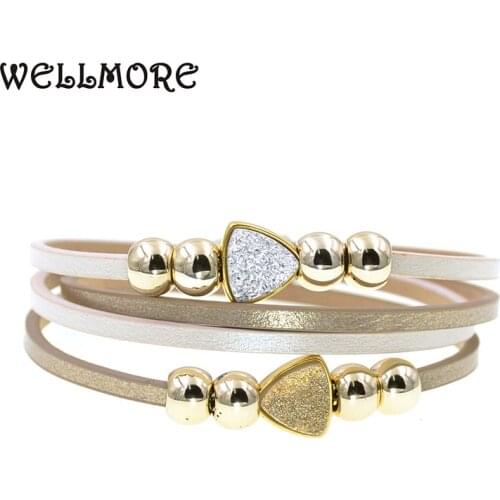 WELLMORE new women leather bracelet fashion beaded bracelets charm bracelets for women gifts Bohemian bracelet femme wholesale