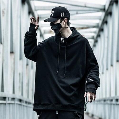 Japanese Streetwear Hoodie Mens Harajuku Tactical Function Embroidered Pullover Sweatshirt Fall Cotton Fashion Hoodies Jackets