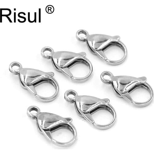 Risul 100pcs Stainless Steel Lobster Clasps Jewelry Findings DIY Necklace Bracelet Making Jewelry Accessories 9mm 11mm 13mm
