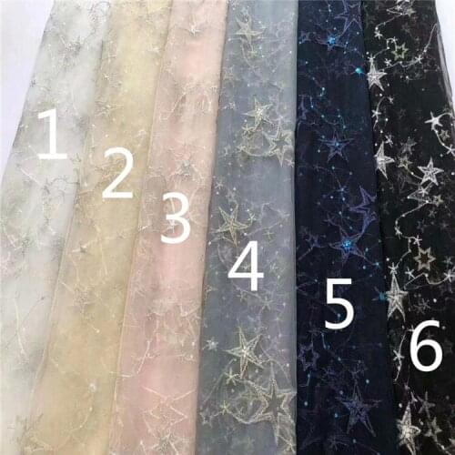 Mesh Bottom Stars Multi-Color Embroidery Lining Womens and Childrens Clothing Skirt Wedding Dress Embroidery Fabrics