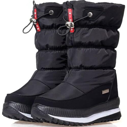 Kamucc New Ladies Warm Snow Boots Women Zipper Platform Boots Solid Color Waterproof Mid Calf Thick Fur Winter Boots