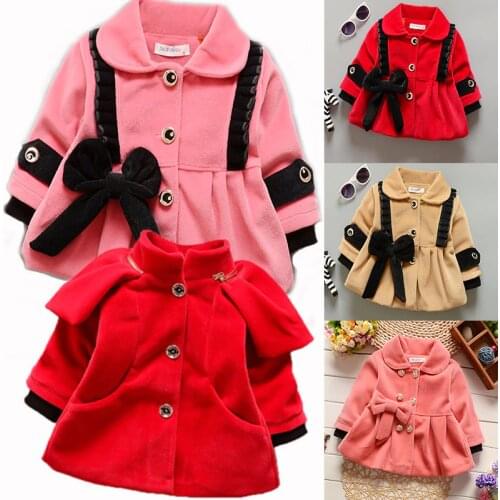 2020 Sweat Bowknot Baby Girls Clothes Toddler Winter Spring Fall Warm Fleece Suede Coat Outerwear Jacket Children Clothing New