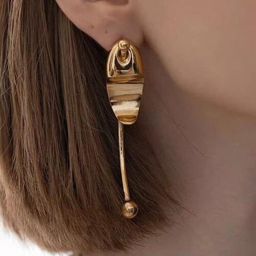 Brand Punk Oval Metal Earrings for Women Gothic Jewelry Vintage Ball Stud Earring Female Brincos Hiphop Bijoux 2021