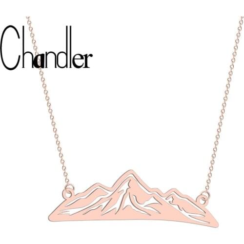 Chandler 316L Mountain Range Necklace Travel Outdoor Necklaces For Women Nature Hiker Climbing Lover Gifts Minimalist Jewelry