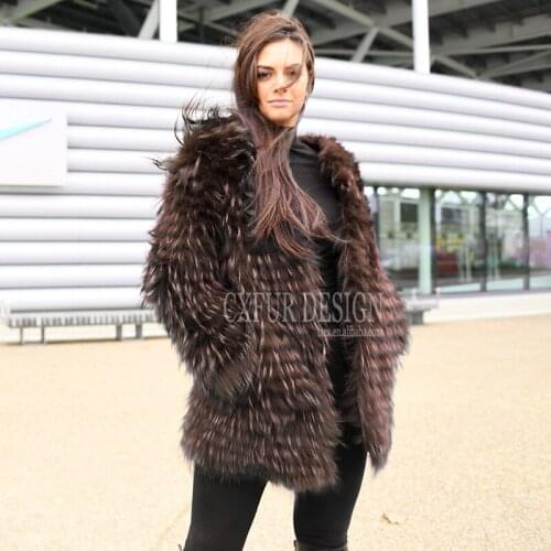 CX-G-A-34C Winter Women Fur Coat Real Raccoon fur Clothes Fur Coat