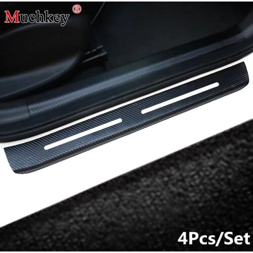 For Toyota Tundra Car Door Sill 4D Carbon Fiber Stickers Car Sill Protector Scuff Plate Auto Accessories 4pcs Car-Styling