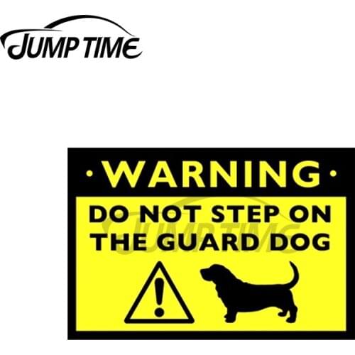 JumpTime 13 x 4cm Humorous Basset Hound Guard Dog Warning Car Sticker Vinyl Car Wrap Decal Refrigerator Laptop Occlusion Scratch