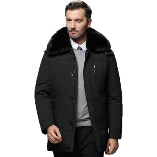 New Style 2019 Winter Business Mens down Jacket Casual Shell Disassembly Hooded MenS Wear Jacket Middle-aged Dad