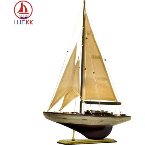LUCKK Free shipping Classical Handmade Home Decor Wooden Sailing Boats Model Gift for Children and Adult 53*42*9CM