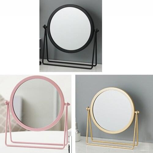 Metal Decorative Mirror Lady Desktop Makeup Mirror 360℃ Round Shape Vanity Mirror Backlit Mirrors